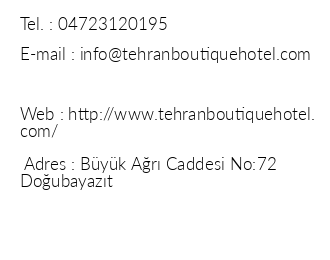 Tehran Boutique Hotel iletiim bilgileri